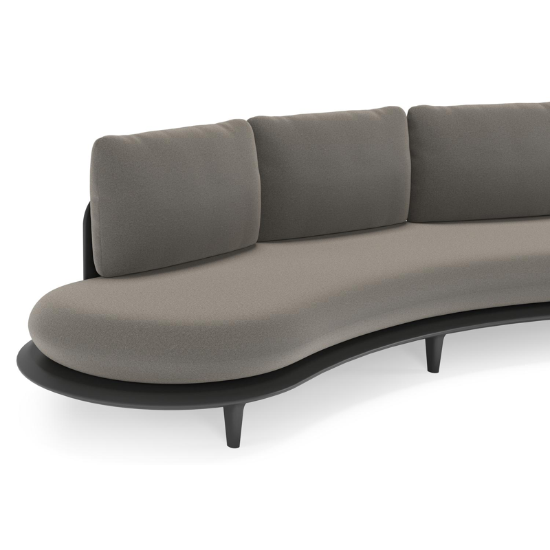 Bomero loungeset in zwart aluminium met natte dark taupe all weather sunbrella® luxe kussen