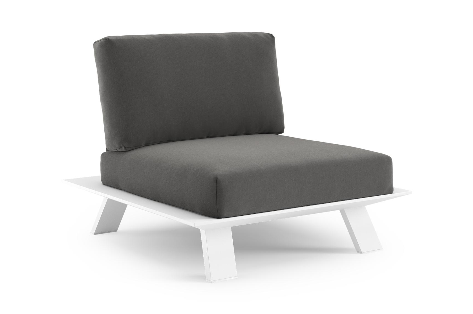 Cesano loungestoel 1-zit in wit aluminium met natte charcoal chine all weather sunbrella® luxe kussen