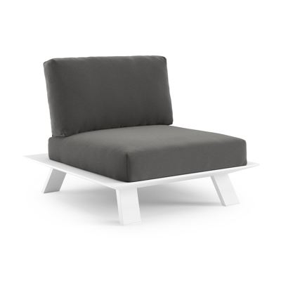 Cesano loungestoel 1-zit in wit aluminium met natte charcoal chine all weather sunbrella® luxe kussen