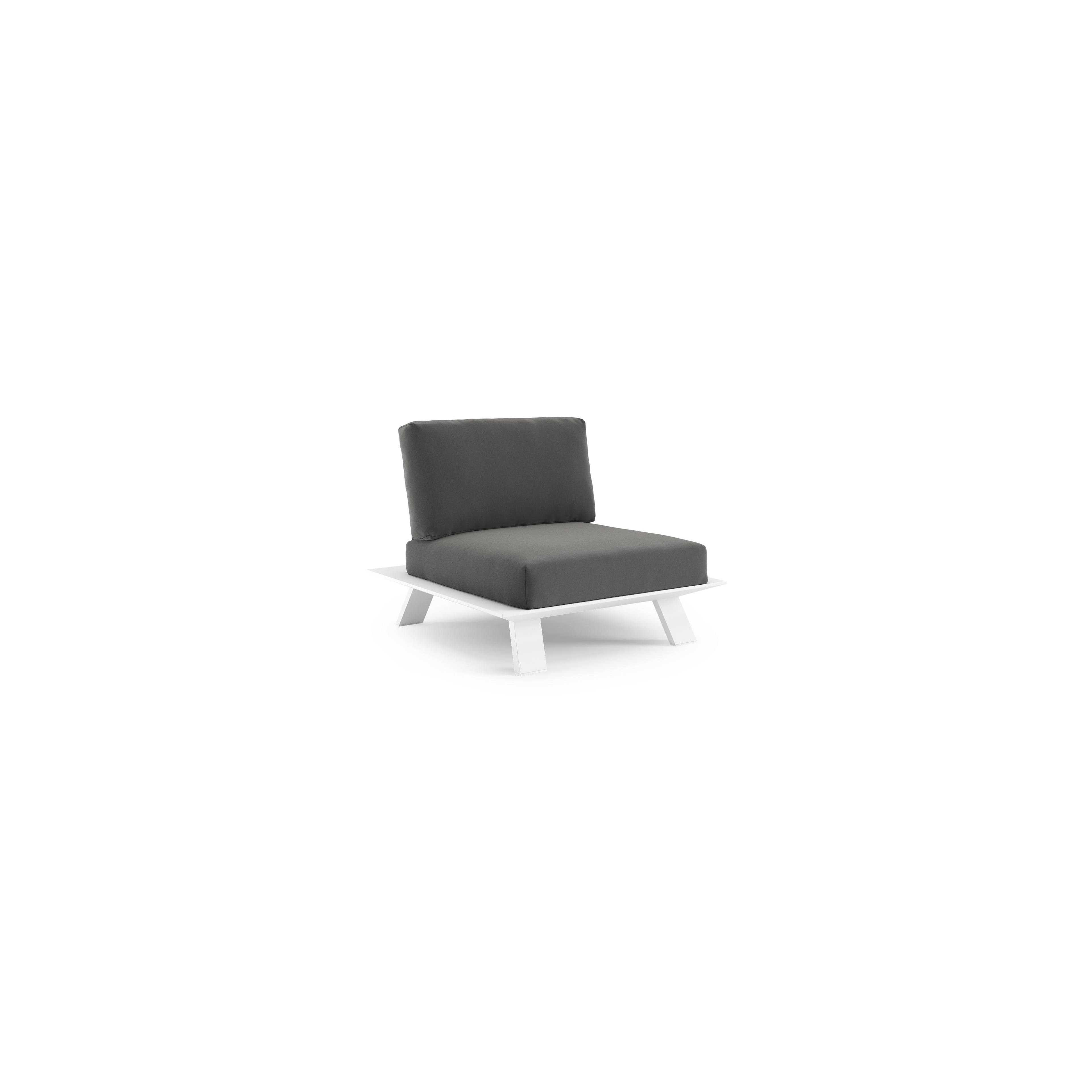 Fauteuil de jardin Cesano en aluminium blanc avec coussin en All Weather Sunbrella® luxe natte charcoal chine