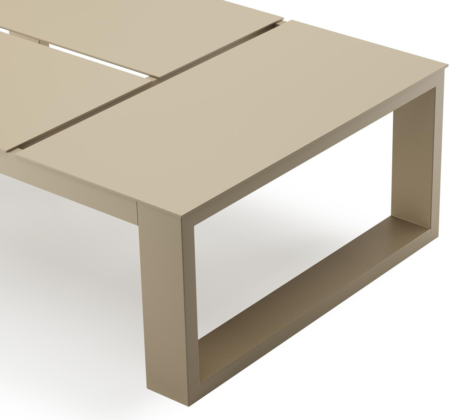 Verato loungetafel in beige aluminium - L 120 x B 80 x H 39,5 cm