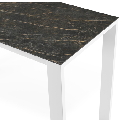 Verato bartafel in wit aluminium en volkeramiek Black Obsession - L 170 x B 70 x H 105 cm