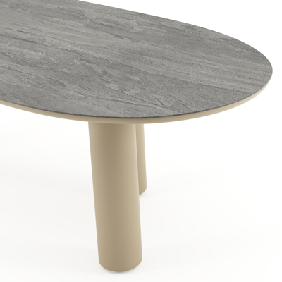 Amico tuintafel organisch in beige aluminium en volkeramiek Aspen Grey - L 240 x B 110 x H 73.5 cm