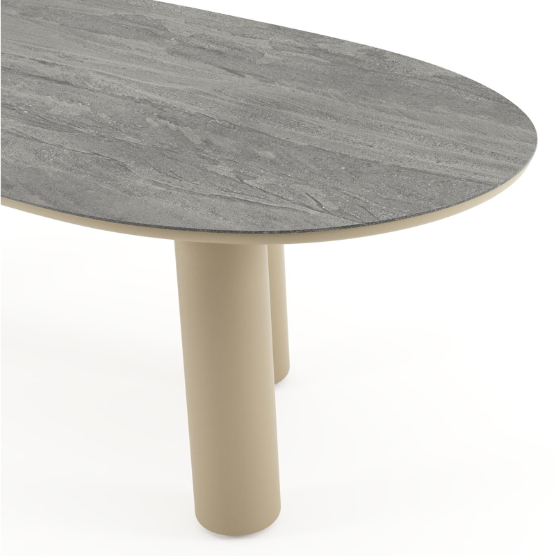 Amico tuintafel organisch in beige aluminium en volkeramiek Aspen Grey - L 240 x B 110 x H 73.5 cm