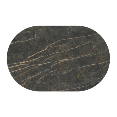 Teramo tuintafel bombo in wit aluminium en volkeramiek Black Obsession - L 110 x B 70 x H 73.7 cm