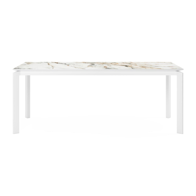 Cirello tuintafel in wit aluminium en volkeramiek calacatta luxe - L 200 x B 100 x H 76 cm