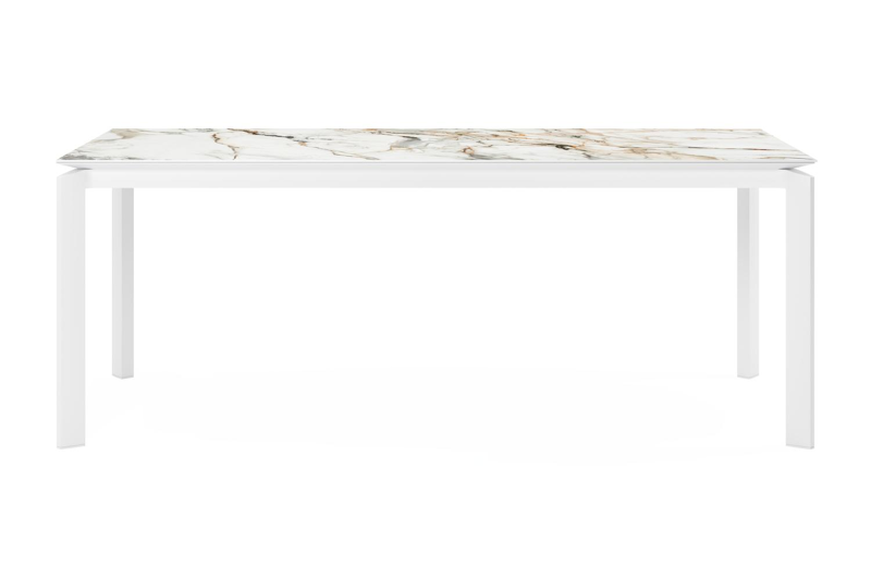 Cirello tuintafel in wit aluminium en volkeramiek calacatta luxe - L 200 x B 100 x H 76 cm