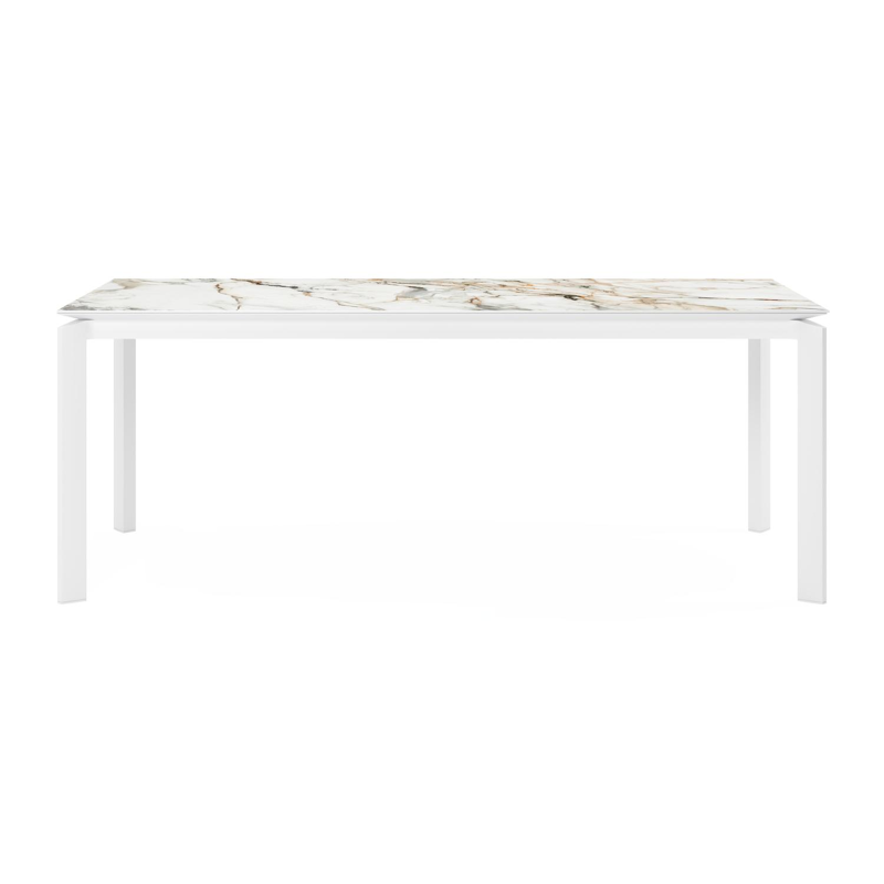 Cirello tuintafel in wit aluminium en volkeramiek calacatta luxe - L 200 x B 100 x H 76 cm