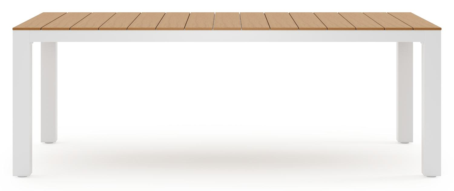 Calzo tuinset in wit aluminium en polywood met 6 stapelbare Melo tuinstoelen