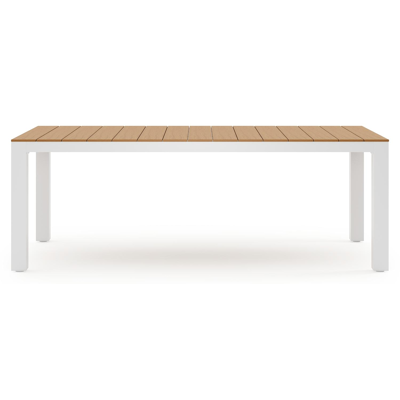 Calzo tuinset in wit aluminium en polywood tafelblad met 6 stapelbare Bahia tuinstoelen