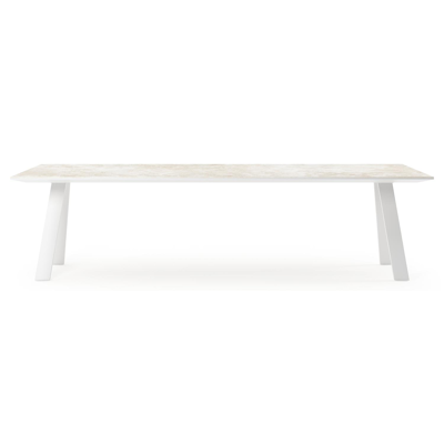 Cesano tuintafel rechthoekig in wit aluminium en volkeramiek Rapolano L 280 x B 110 cm