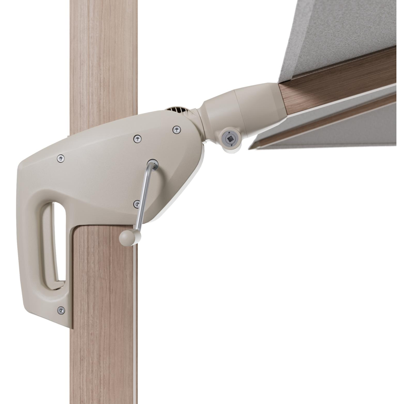 Parasol pendant Minore avec fonction tilt en aluminium aspect de bois et toile de parasol All Weather Solica Ego Birch - Lg.1 280 Lg.2 370 cm (sans pied de parasol)