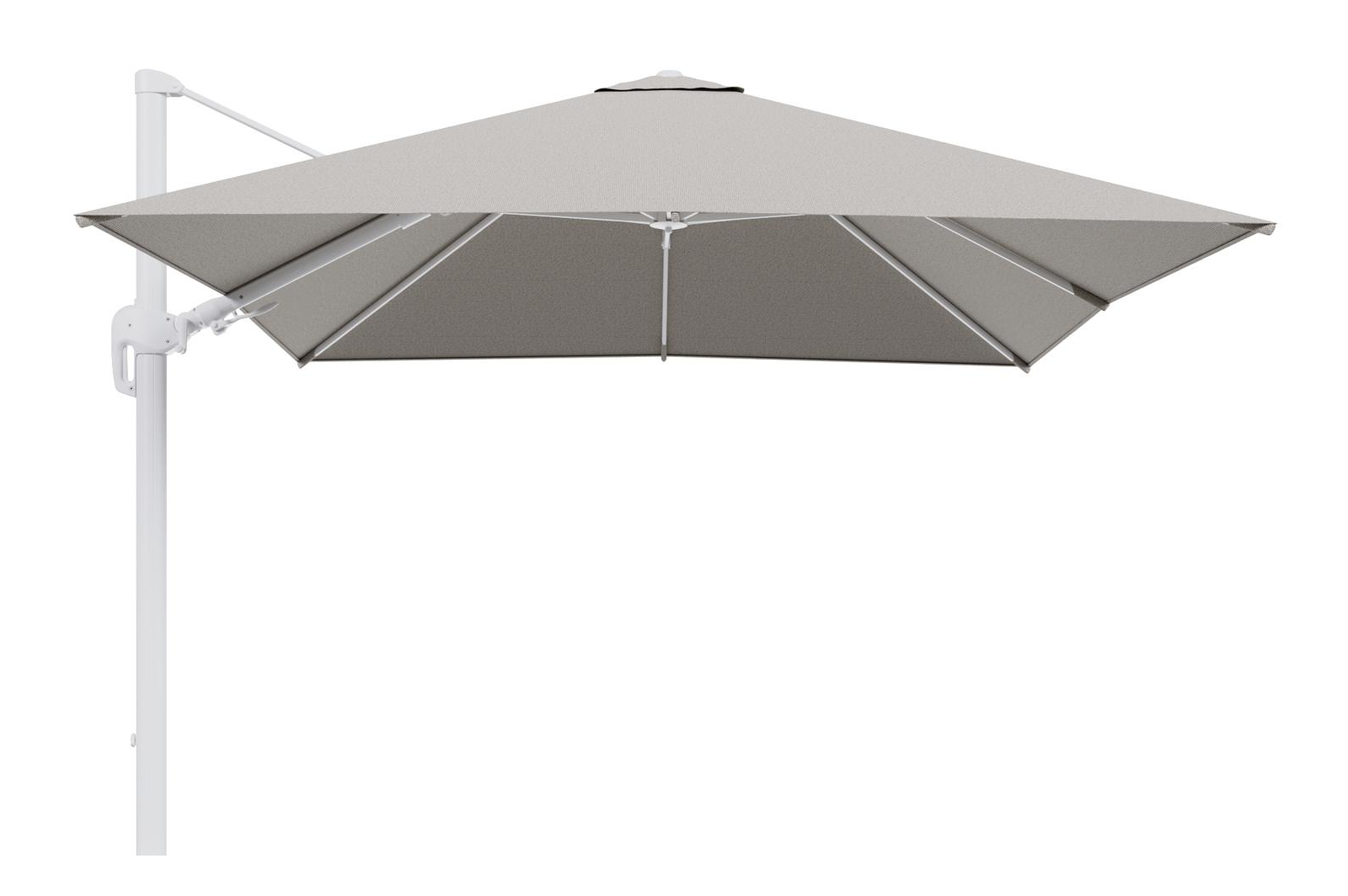 Parasol pendant Rufina avec fonction tilt en aluminium blanc et toile de parasol en All Weather Solica Firenze Sand  - Lg.1 300 x Lg.2 300 cm (sans pied de parasol