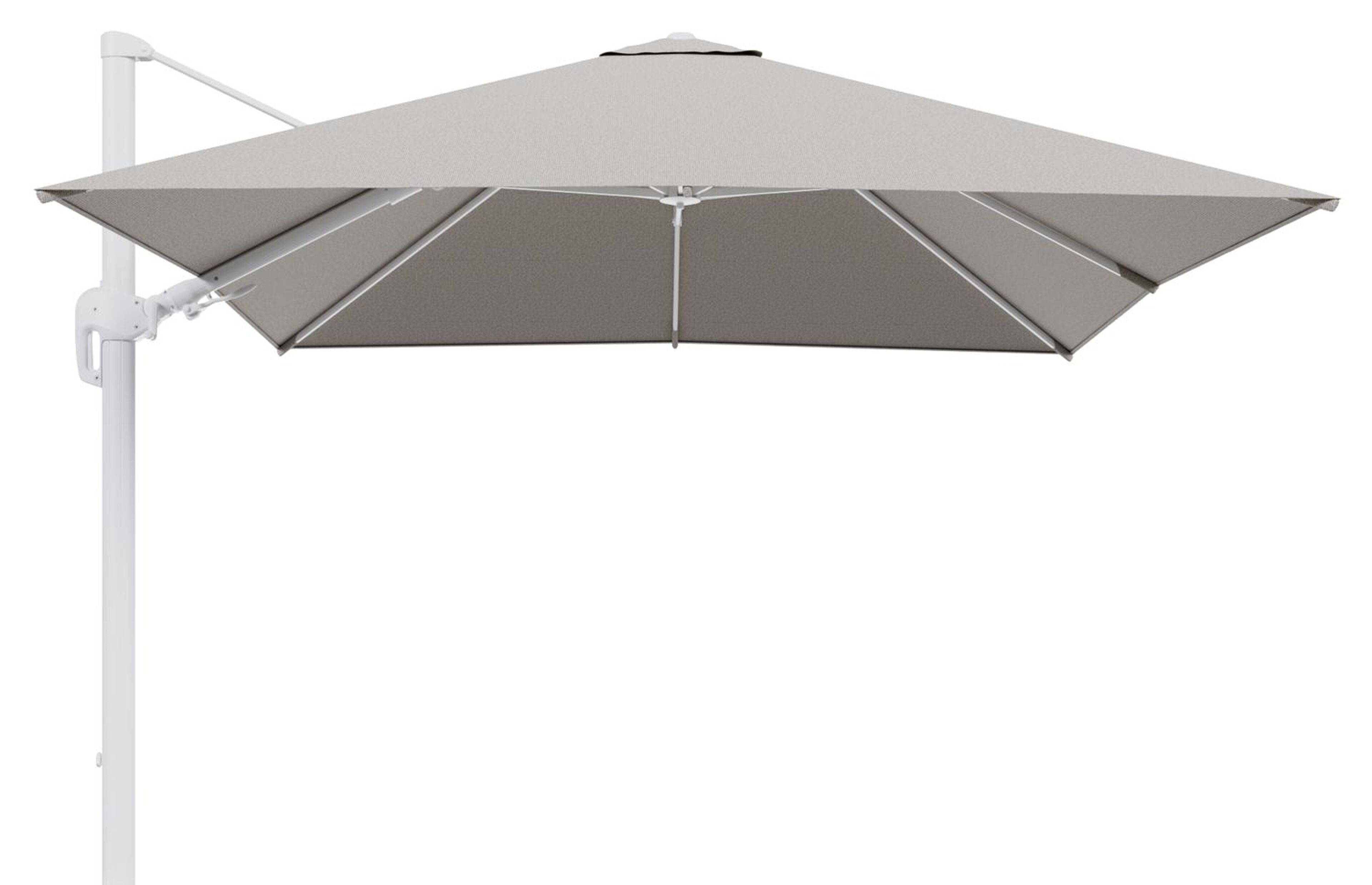 Rufina zweefparasol tiltfunctie in wit aluminium en parasoldoek in All Weather Solica Firenze Sand  - L1 300 x L2 300 cm (zonder voet) (zonder voet)