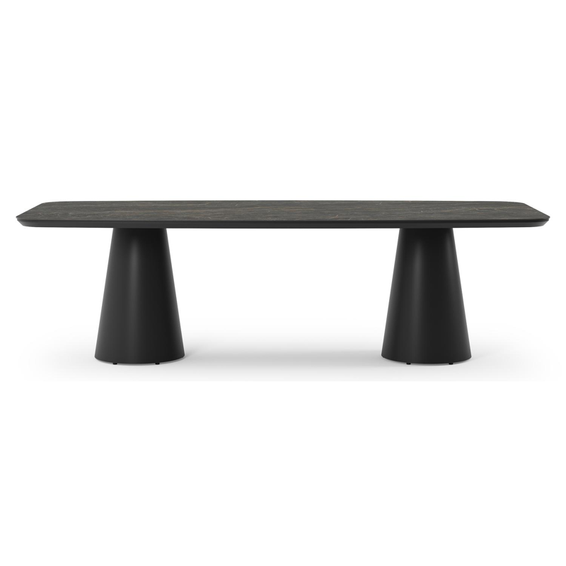 Donato tuintafel in zwart aluminium en volkeramiek black obsession - L 255 x B 115 x H 74 cm