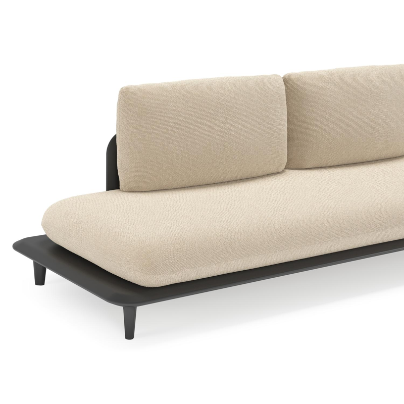 Bomero loungehoek in zwart aluminium met althea chalk all weather cosytica kussen