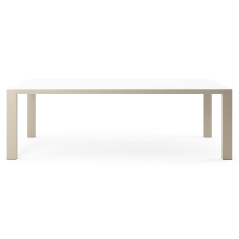 Nano XL tuintafel rechthoekig in beige aluminium en volkeramiek Arctic White - L 240 x B 148 x H 75 cm