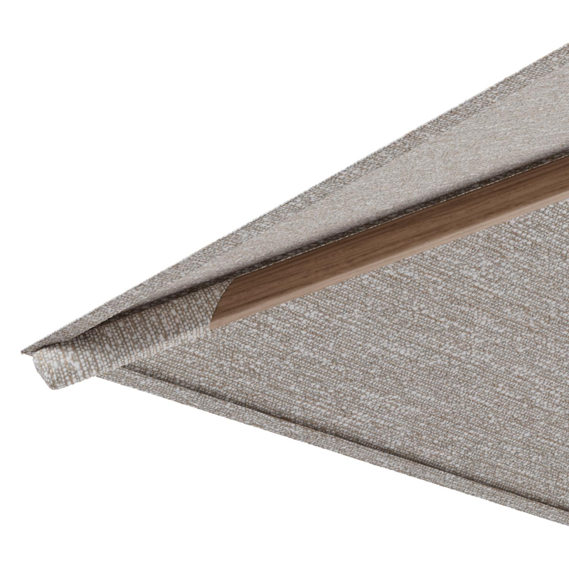 Parasol pendant Rufina avec fonction tilt en aluminium aspect de bois et toile de parasol en All Weather Sunbrella® Luxe Tundra Sand  - Lg.1 300 x Lg.2 300 cm (sans pied de parasol