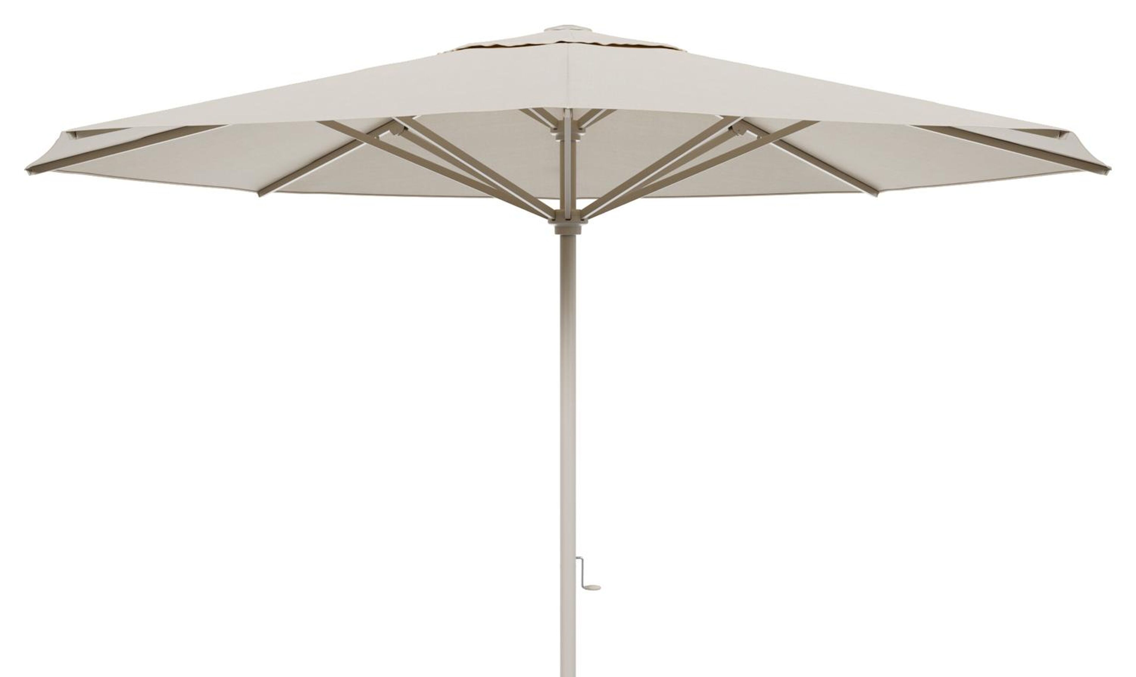 Solino staanparasol in beige aluminium en All Weather Sunbrella Premium beige parasoldoek - Dia. 400 cm (zonder voet)