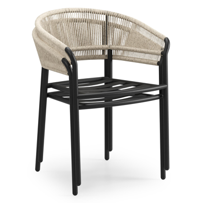 Feltro rechthoekige tuinset in zwart aluminium en teak natural finish met 4 Zamora tuinstoelen