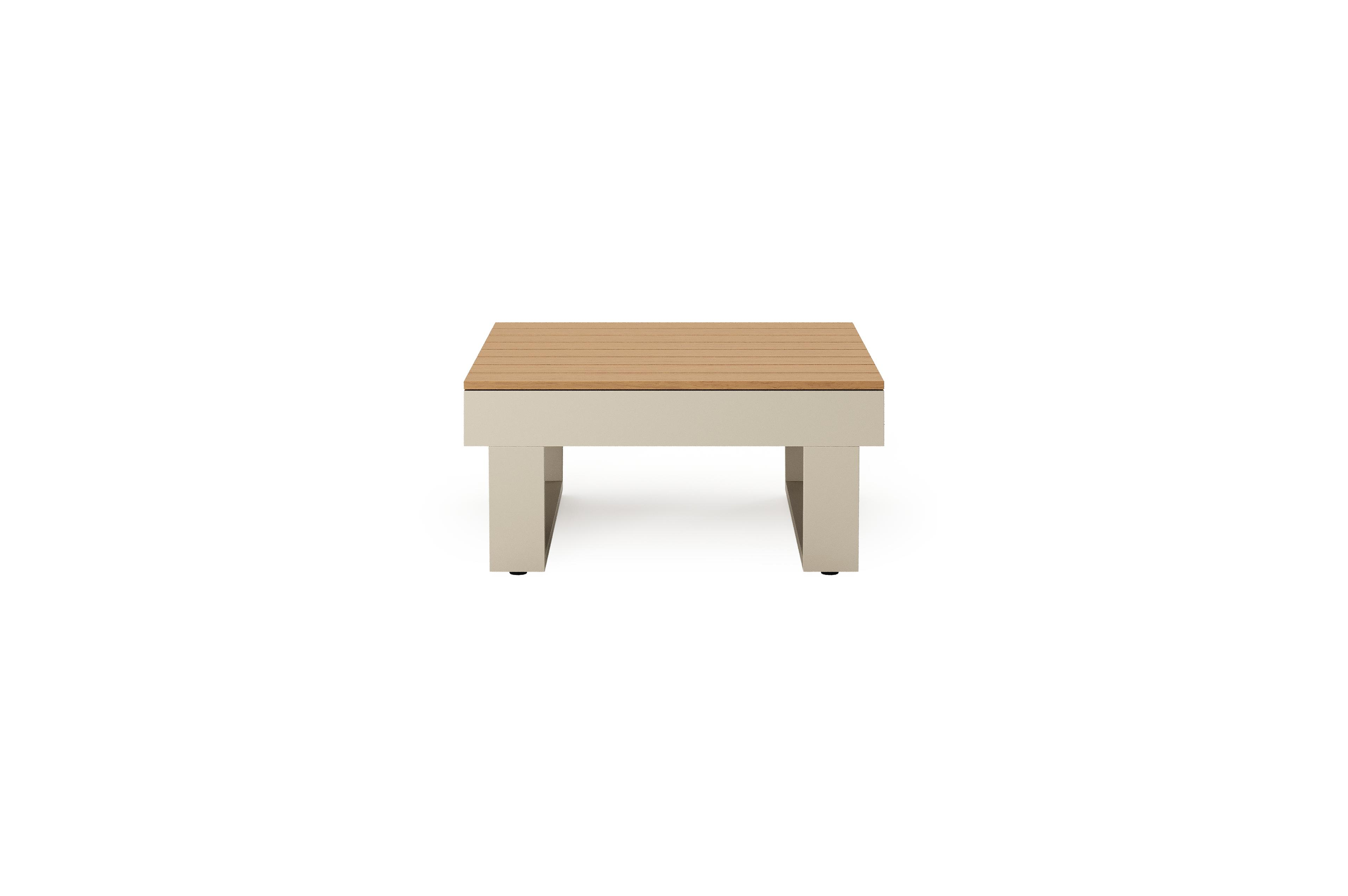 Alora loungetafel in beige aluminium en polywood - L 77 x B 77 x H 35 cm