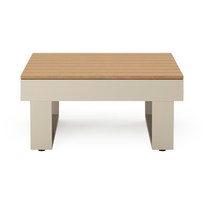 Table basse Alora en beige aluminium et polywood - Lg. 77 x Lrg. 77 x Haut. 35 cm