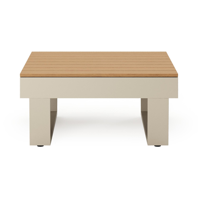 Alora loungetafel in beige aluminium en polywood - L 77 x B 77 x H 35 cm