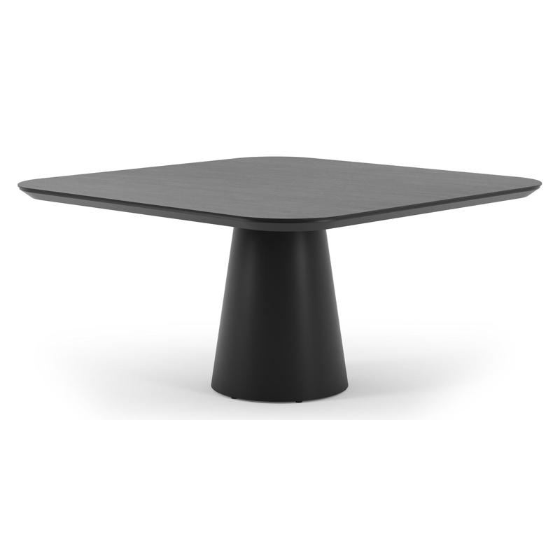 Donato tuintafel vierkant afgerond in zwart aluminium en volkeramiek basalt black - L 148 x B 148 x H 75 cm