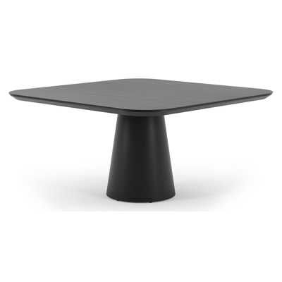 Table de jardin Donato carré arrondi en aluminium noir et céramique pleine basalt black - Lg. 148 x Lrg. 148 x Haut. 75 cm