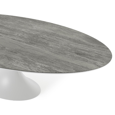 Fano tuintafel in wit aluminium en volkeramiek aspen grey - L 240 x B 135 x H 75 cm