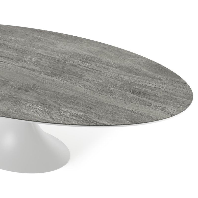 Fano tuintafel in wit aluminium en volkeramiek aspen grey - L 240 x B 135 x H 75 cm