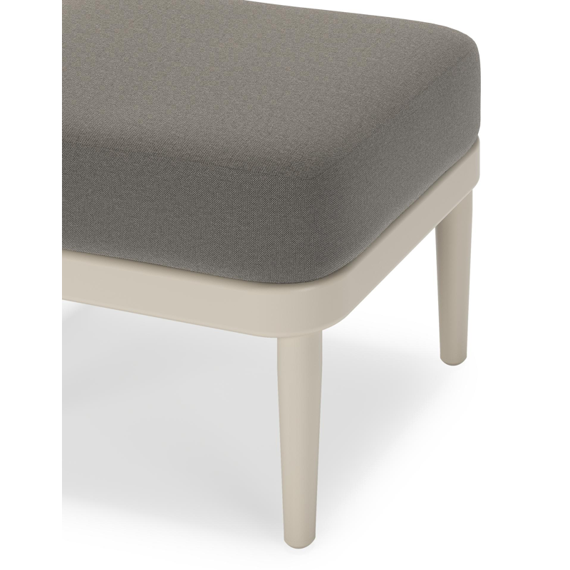 Pouf Orso en aluminium beige et coussins en all weather sunbrella® luxe Natte Dark Taupe