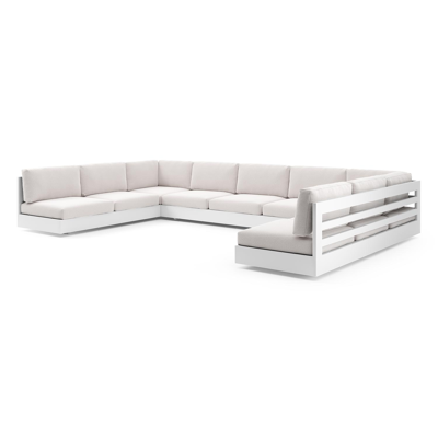 Canapé de jardin Como en aluminium blanc et coussins en all weather solica ego eggshell