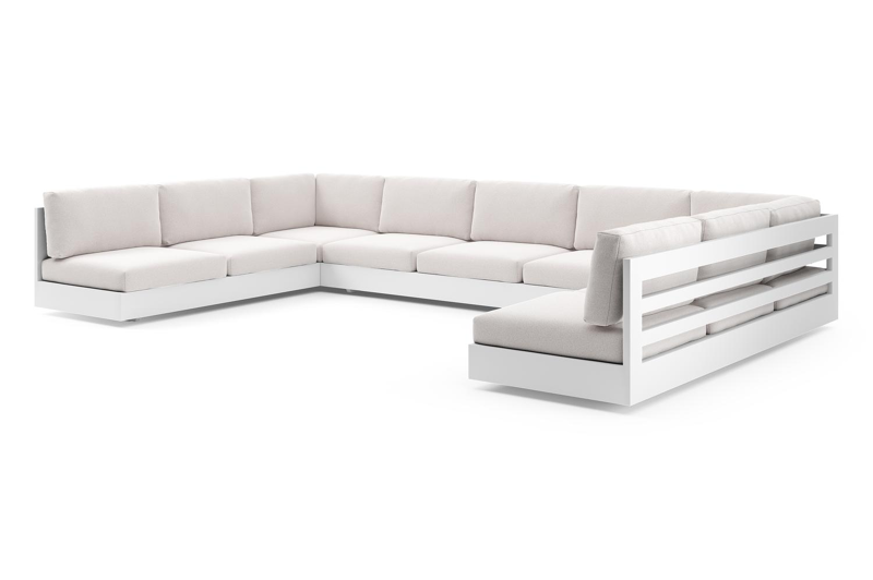 Canapé de jardin Como en aluminium blanc et coussins en all weather solica ego eggshell