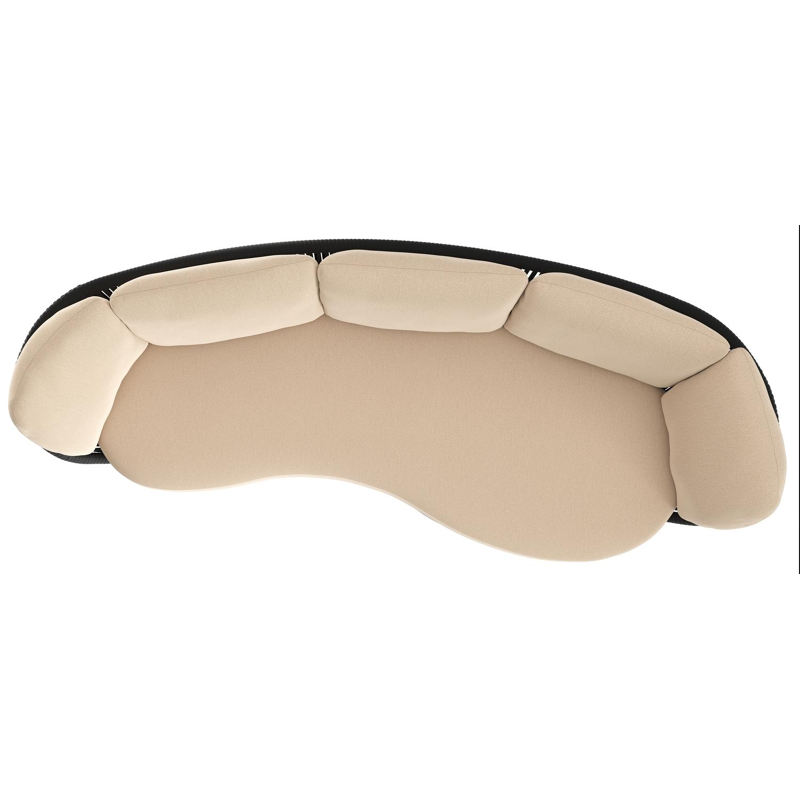 Canapé de jardin Lupino en aluminium noir et corde large plate de luxe tissée verticalement noir et coussins en all weather sunbrella® luxe natte heather beige
