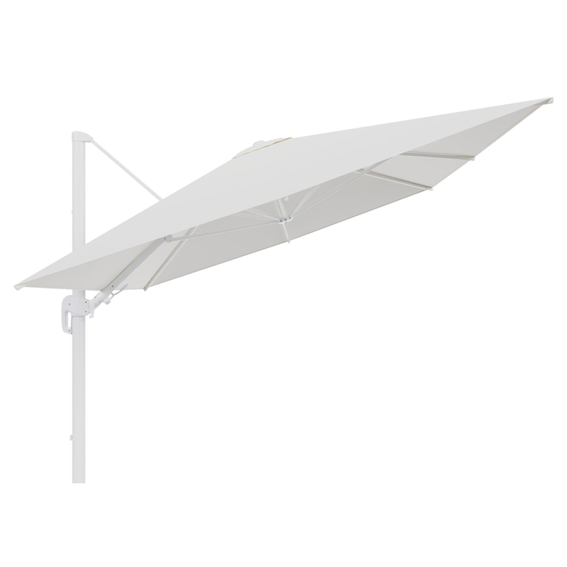 Rufina zweefparasol tiltfunctie in wit aluminium en parasoldoek in All Weather Sunbrella® Luxe Natte White  - L1 400 x L2 300 cm (zonder voet) (zonder voet)