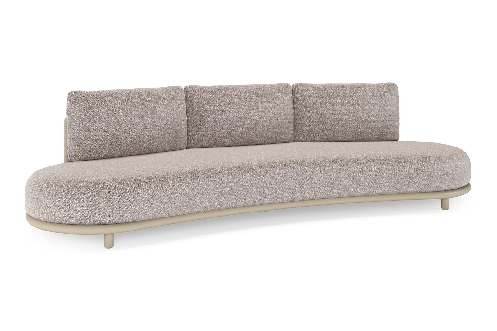 Lomano loungebank in beige aluminium en beige verticaal geweven luxe vlakke rope met Wander Granite all weather sunbrellaÂ® luxe