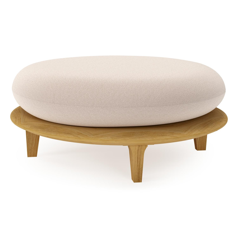 Bomero poef in teak met wander pilat all weather sunbrella® luxe kussen