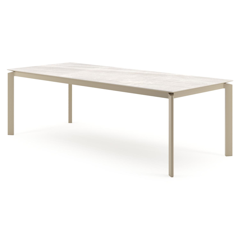 Cirello tuintafel rechthoekig in beige aluminium en volkeramiek Taj Mahal - L 240 x B 100 x H 74.5 cm