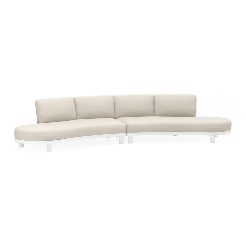 Donato loungehoek in wit aluminium met chartres grey all weather sunbrella® luxe kussens