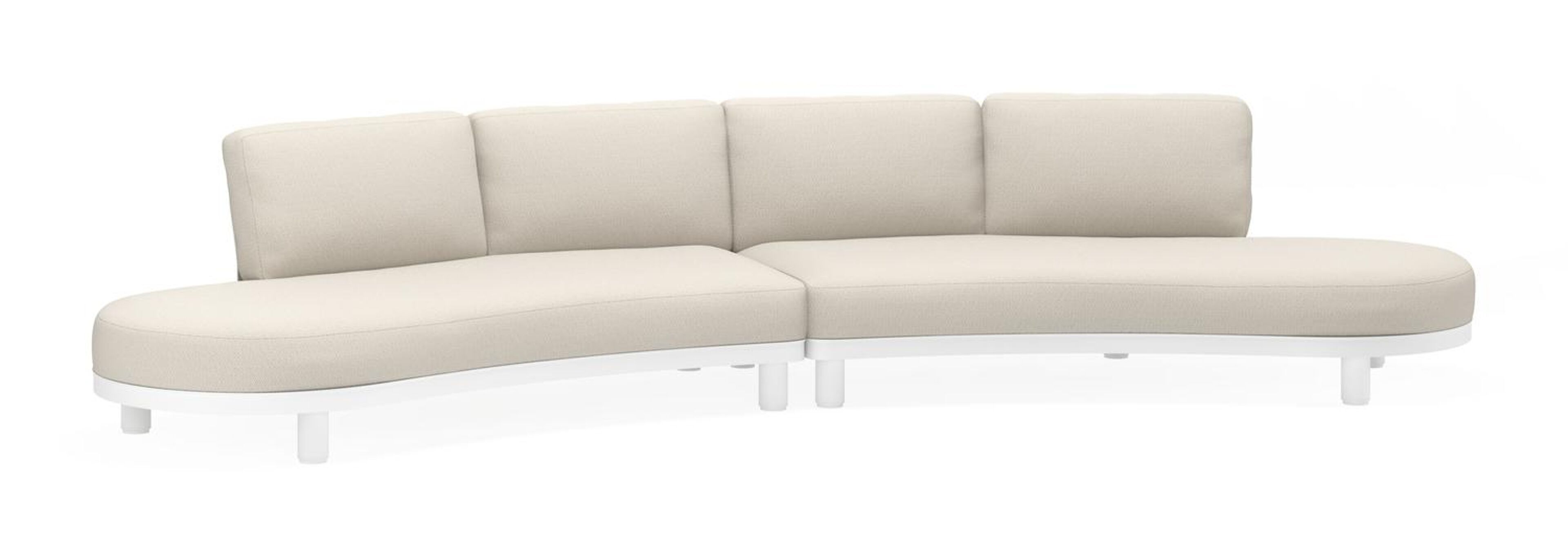 Donato loungehoek in wit aluminium met chartres grey all weather sunbrella® luxe kussens