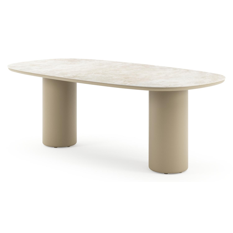 Amico tuintafel bombo in beige aluminium en volkeramiek Rapolano - L 210 x B 110 x H 73.5 cm
