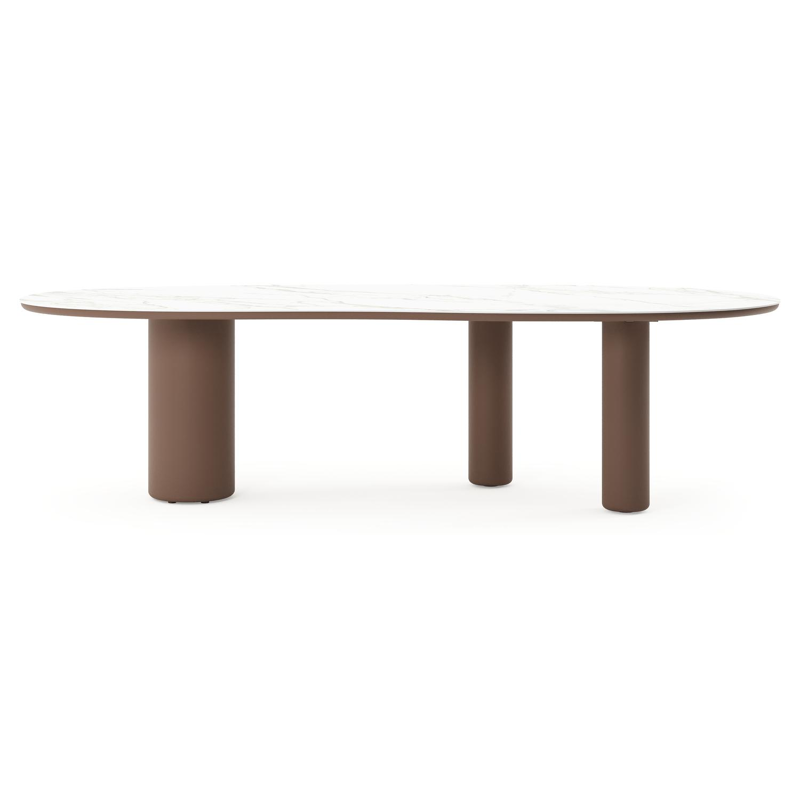 Amico tuintafel organisch in taupe aluminium en volkeramiek Calacatta - L 280 x B 120 x H 73.5 cm