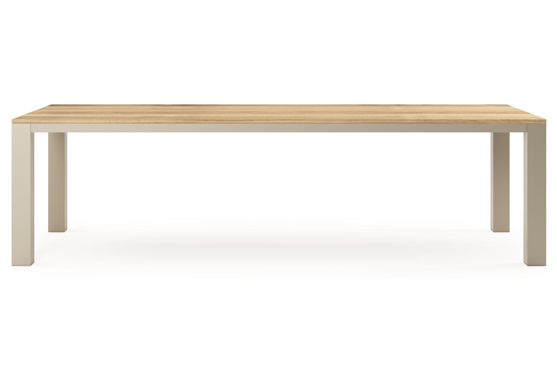 Nano tuintafel rechthoekig in beige aluminium en teak L 280 x B 110 x H 75 cm