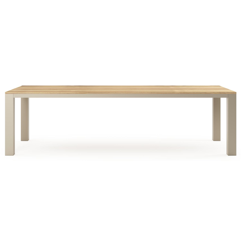 Nano tuintafel rechthoekig in beige aluminium en teak L 280 x B 110 x H 75 cm x H 75 cm