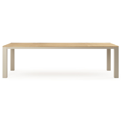 Nano tuintafel rechthoekig in beige aluminium en teak L 280 x B 110 x H 75 cm