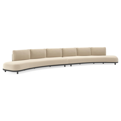 Lomano loungebank in zwart aluminium en beige verticaal geweven luxe vlakke rope met Althea Chalk all weather cosytica