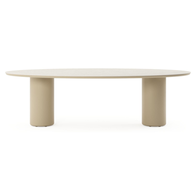 Amico tuintafel ovaal in beige aluminium en volkeramiek Shilin - L 260 x B 125 x H 73.5 cm