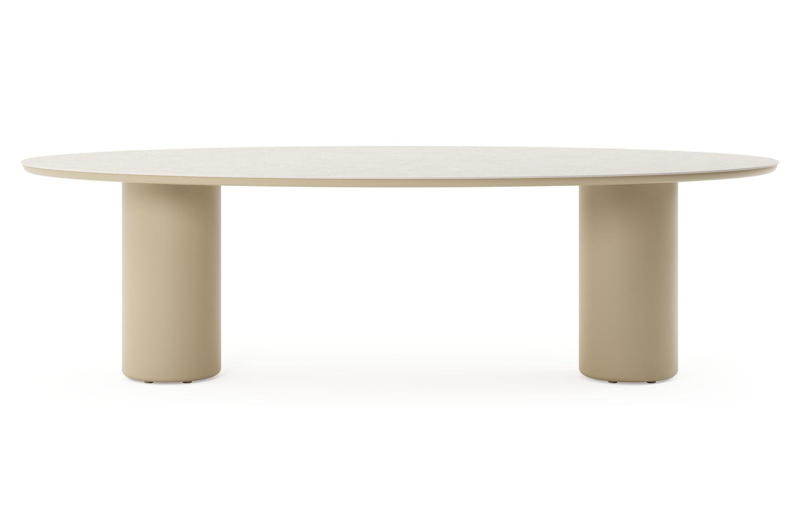 Amico tuintafel ovaal in beige aluminium en volkeramiek Shilin - L 260 x B 125 x H 73.5 cm