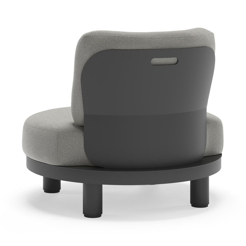 Fauteuil de jardin Donato en aluminium noir et coussins en all weather sunbrella® luxe Savane Zinc